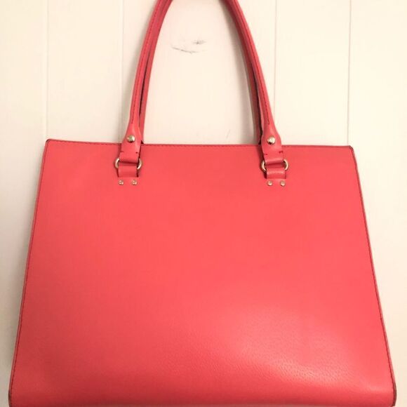 Kate Spade New York Wellesley Flamingo Coral Pink Leather Large Tote Handbag - Picture 3 of 9